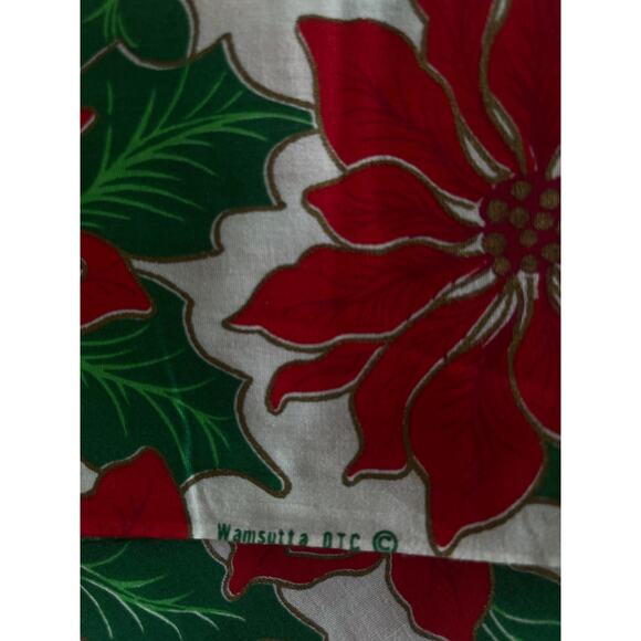vintage Ozark Christmas Red Poinsettia Quilt Fabric - Picture 4 of 4